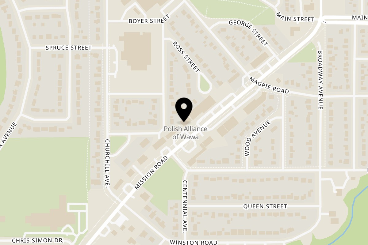 Map showing the location of Love's Grocery & Convenience plus Restaurant & Bar on 176 Mission Road in Wawa